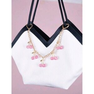 PINK &‎ GOLD Cherry Bag Charm Handbag Decoration Bag Chain Extenders ACCESSORIES